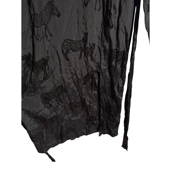 ZARA Black Zebra Print Diamonte Button Thigh Split Midi Dress Size L NWT - Picture 12 of 16